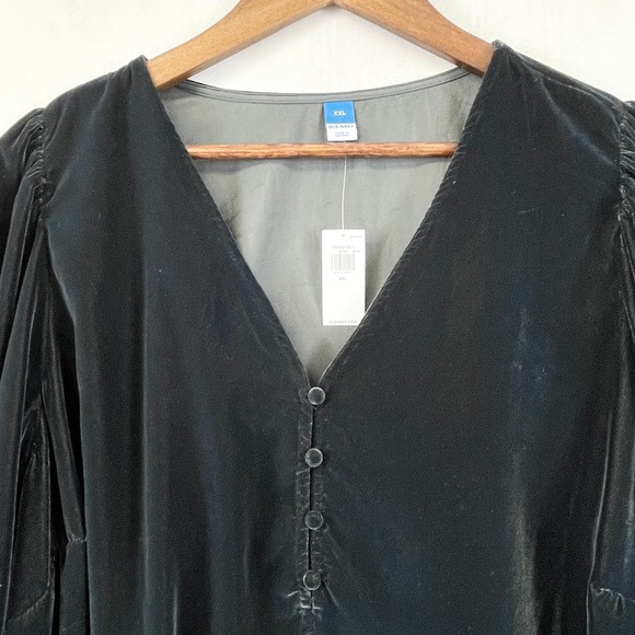 Old Navy Velvet Top Womens XXL Bishop Sleeve Soft‎ Goth Noir Witchy Going Out - Picture 7 of 13